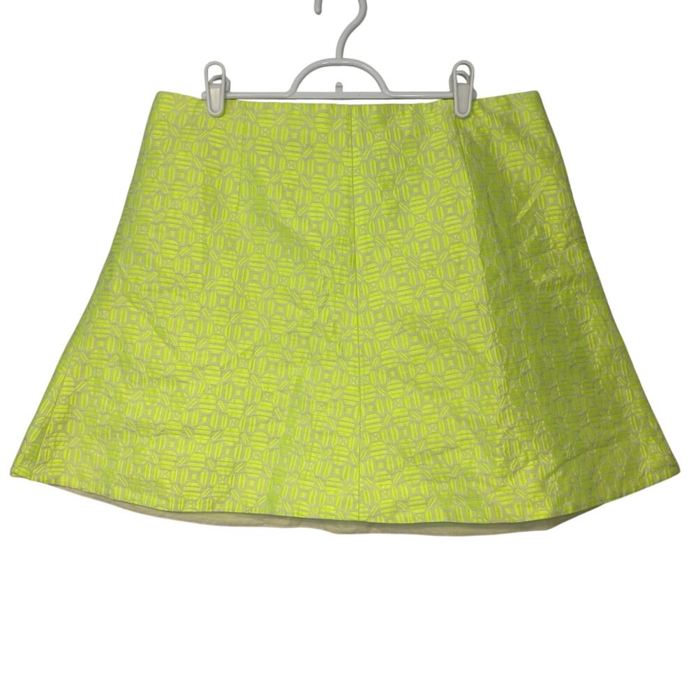J Crew Jacquard Mini Skirt Womens 12 Neon Yellow Geometric A Line Party NWT
